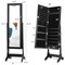 Full Length Mirror Jewelry Cabinet Armoire with Lock and Storage Space